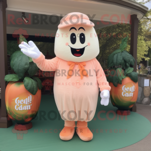 Peach Graveyard mascot costume character dressed with a Long Sleeve Tee and Mittens