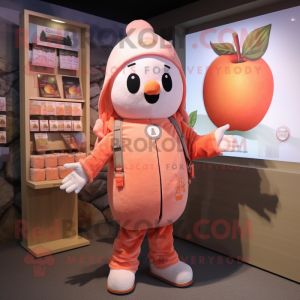 Peach Graveyard mascot costume character dressed with a Long Sleeve Tee and Mittens