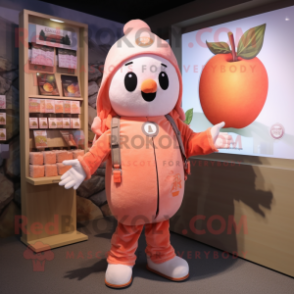 Peach Graveyard mascot costume character dressed with a Long Sleeve Tee and Mittens
