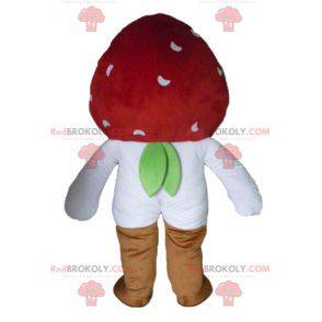 Aardbeienmascotte ziet er fel en grappig uit - Redbrokoly.com