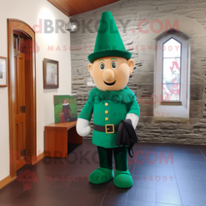 Forest Green Irish Castle mascot costume character dressed with a Capri Pants and Tie pins