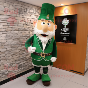 Forest Green Irish Castle mascot costume character dressed with a Capri Pants and Tie pins