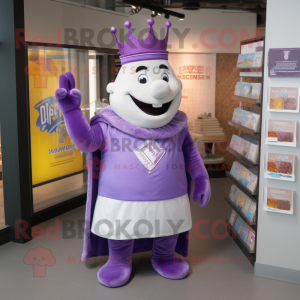 Lavender King mascot costume character dressed with a V-Neck Tee and Pocket squares