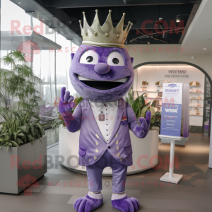 Lavender King mascot costume character dressed with a V-Neck Tee and Pocket squares