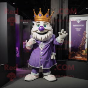 Lavender King mascot costume character dressed with a V-Neck Tee and Pocket squares