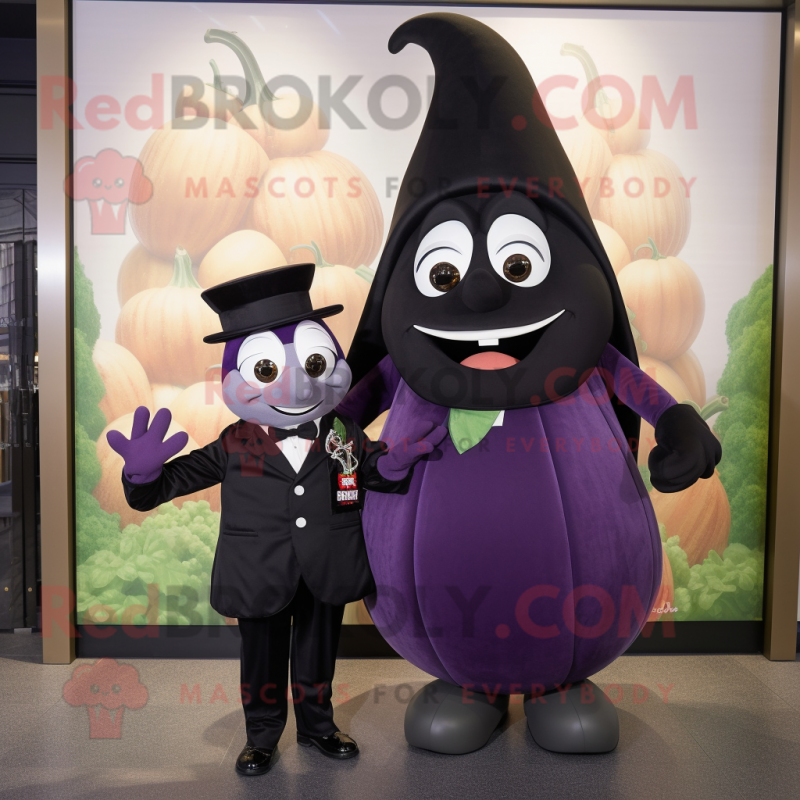 nan Eggplant mascot costume character dressed with a Tuxedo and Keychains