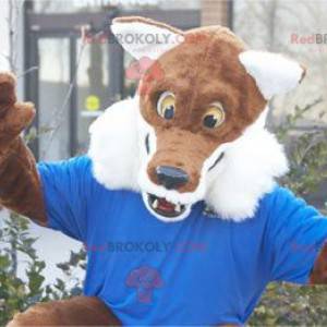 Mascotte de renard marron et blanc tout poilu - Redbrokoly.com