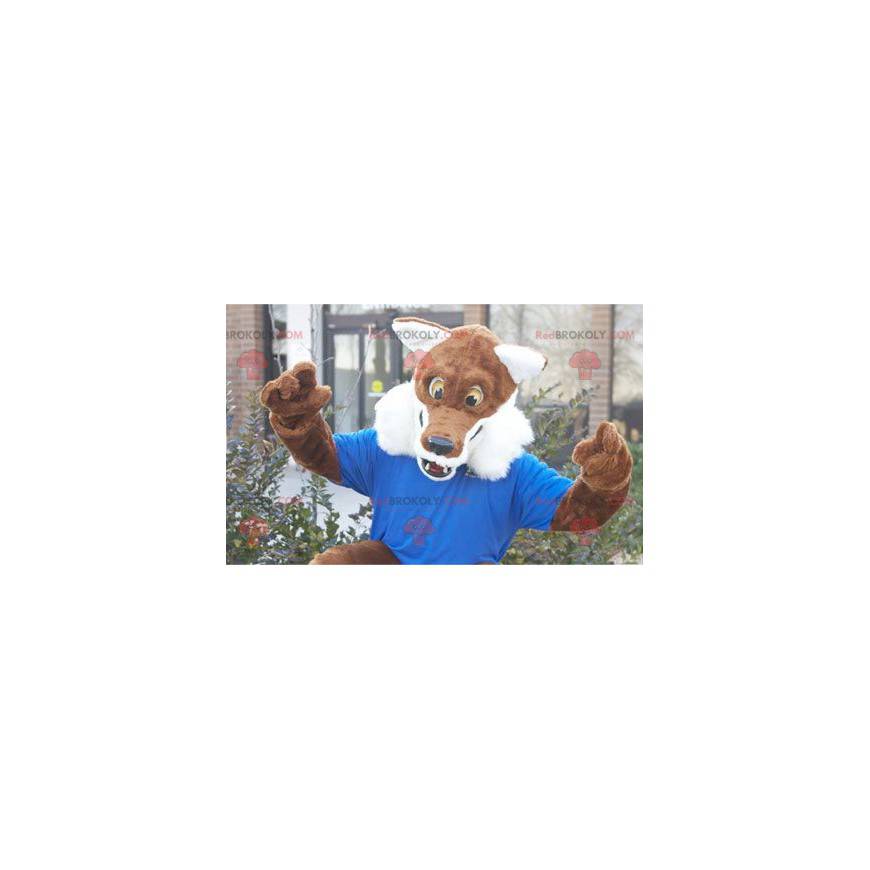 Mascotte de renard marron et blanc tout poilu - Redbrokoly.com