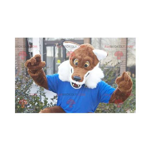 Mascote raposa marrom e branca toda peluda - Redbrokoly.com