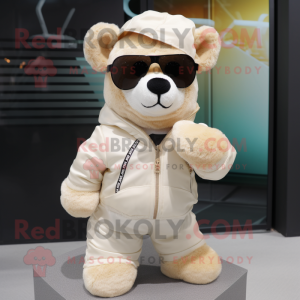 Cream Teddy Bear maskot...