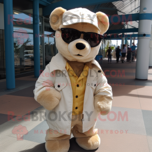 Cream Teddy Bear maskot...