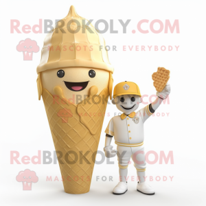 Gold Ice Cream Cone maskot...