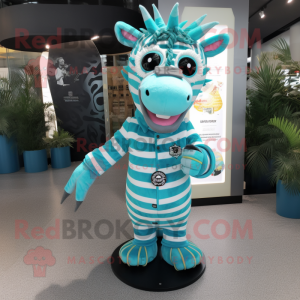 Turkis Zebra maskot drakt...