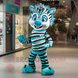 Turkis Zebra maskot kostume...