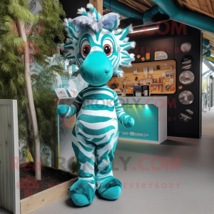 Turkis Zebra maskot kostume...