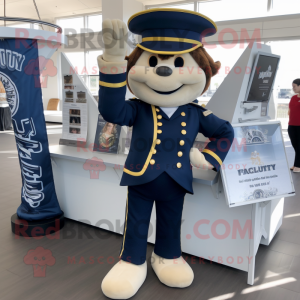 Navy Attorney mascot costume character dressed with a Flare Jeans and Keychains