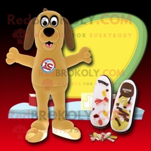 Beige Hot Dog mascotte...