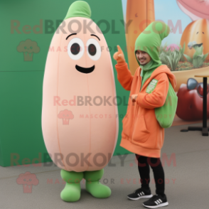 Peach Asparagus mascot costume character dressed with a Sweatshirt and Beanies