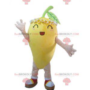 Yellow lemon mascot with flowers on the head - Redbrokoly.com