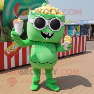 Grön Pop Corn maskot kostym...