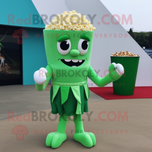 Grön Pop Corn maskot kostym...