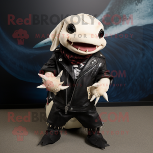 Cream Axolotls maskot...