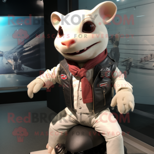 Cream Axolotls mascot costume character dressed with a Biker Jacket and Ties