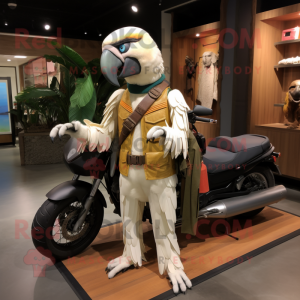 Beige Macaw maskot kostume...