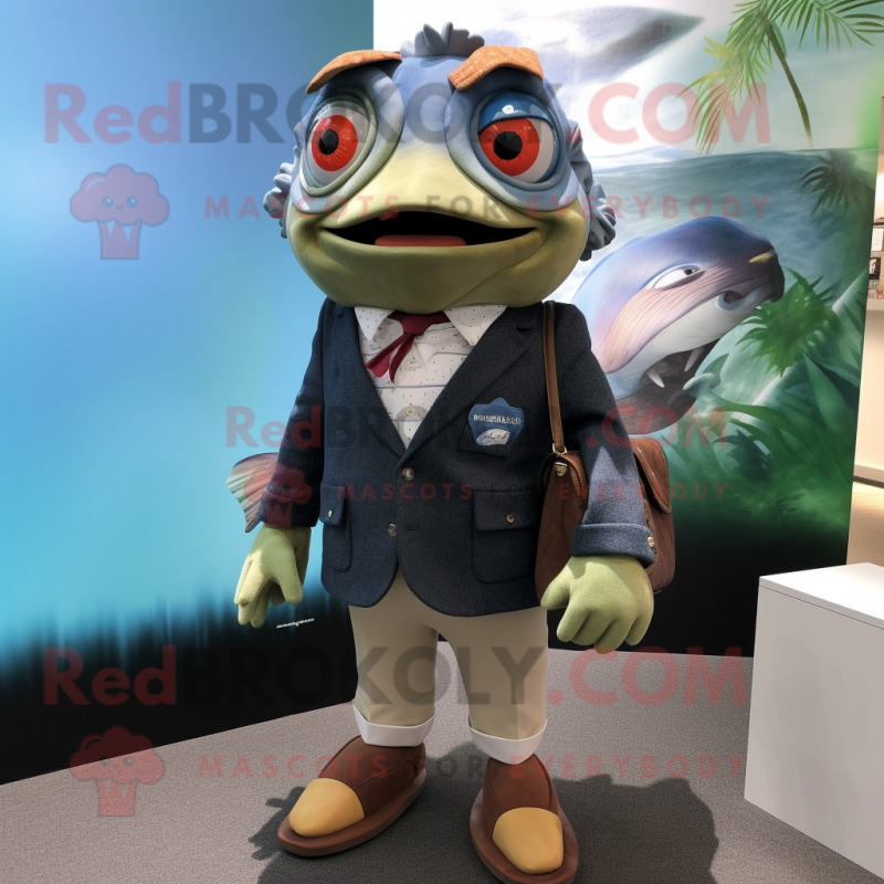nan Piranha mascot costume character dressed with a Blazer and Wallets nan Piranha mascot costume character dressed with a Blazer and Wallets