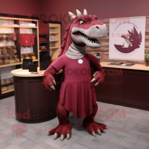 Maroon Iguanodon maskot...