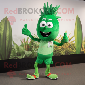 Forest Green Onion mascot costume character dressed with a Running Shorts and Gloves