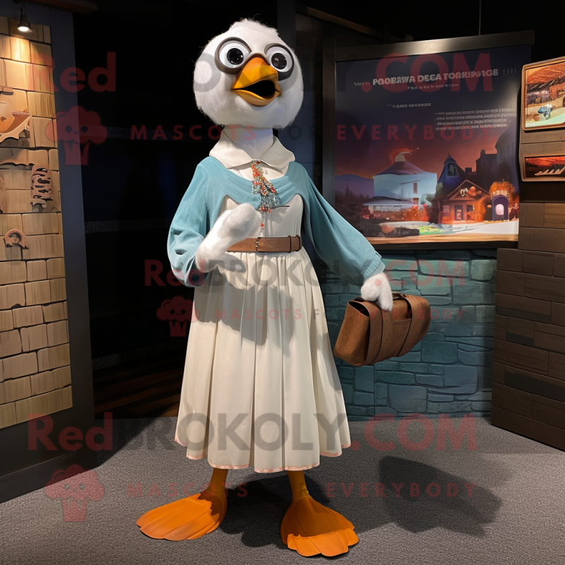 nan Gull mascot costume character dressed with a Blouse and Coin purses