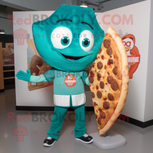 Teal Pizza Slice maskot...