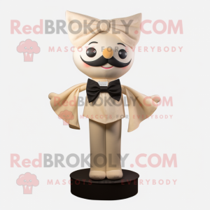 Beige Hourglass mascot costume character dressed with a Dress and Bow ties