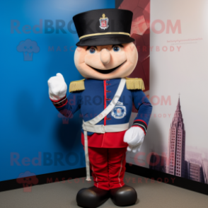 Navy British Royal Guard mascot costume character dressed with a Baseball Tee and Bow ties