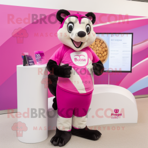 Pink Badger mascot costume character dressed with a Swimwear and Watches