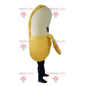 Mascotte de banane jaune blanche et noire - Redbrokoly.com