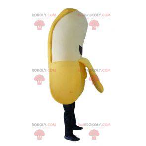 Mascote amarelo de banana branca e preta - Redbrokoly.com