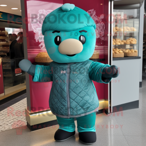 Teal Dim Sum maskot drakt...