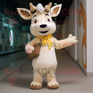 Cream Deer maskot kostym...