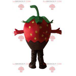 Very beautiful and appetizing chocolate strawberry mascot -