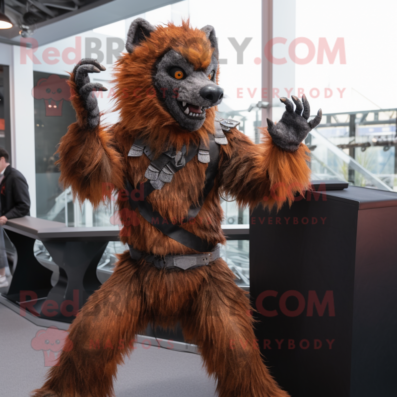 Rust Werewolf mascot costume character dressed with a Bodysuit and Gloves Rust Werewolf mascot costume character dressed with a Bodysuit and Gloves