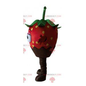Mycket vacker och aptitretande maskot för chokladjordgubbar -