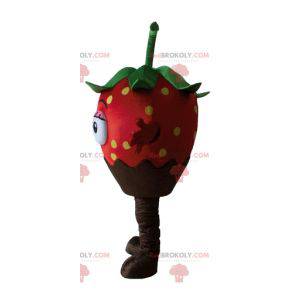 Mycket vacker och aptitretande maskot för chokladjordgubbar -