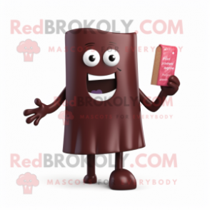 Maroon Chocolate Bar mascot costume character dressed with a Capri Pants and Cummerbunds