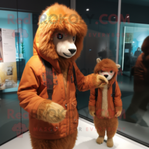 Rust Alpaca mascot costume character dressed with a Jacket and Watches