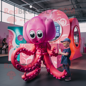 Magenta Octopus mascotte...