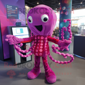 Magenta Octopus mascotte...