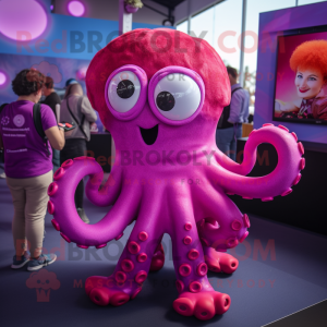 Magenta Octopus maskot...