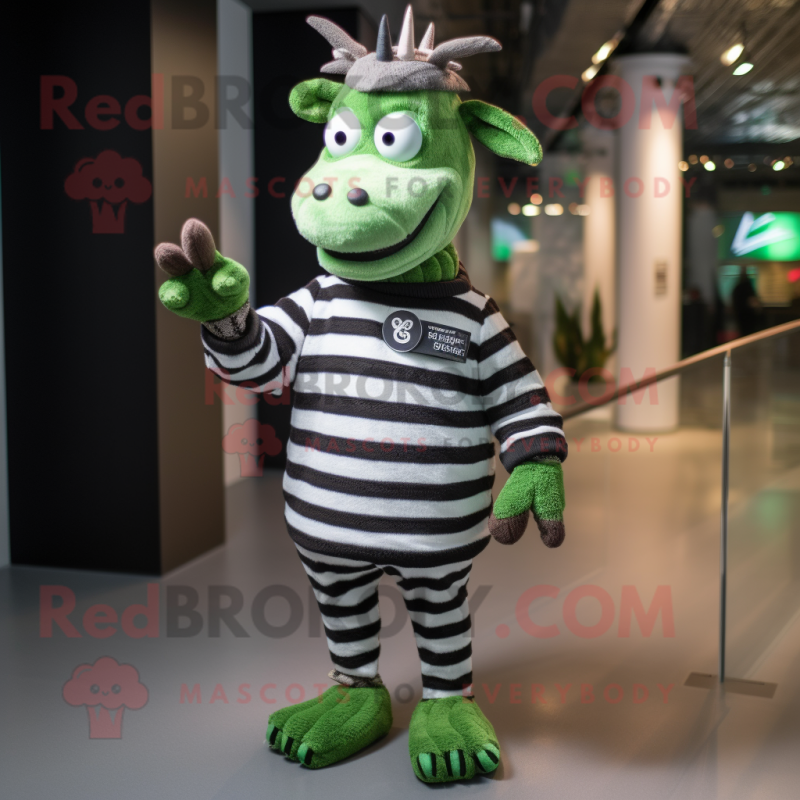 Green Zebra mascot costume character dressed with a Sweater and Cummerbunds Green Zebra mascot costume character dressed with a Sweater and Cummerbunds